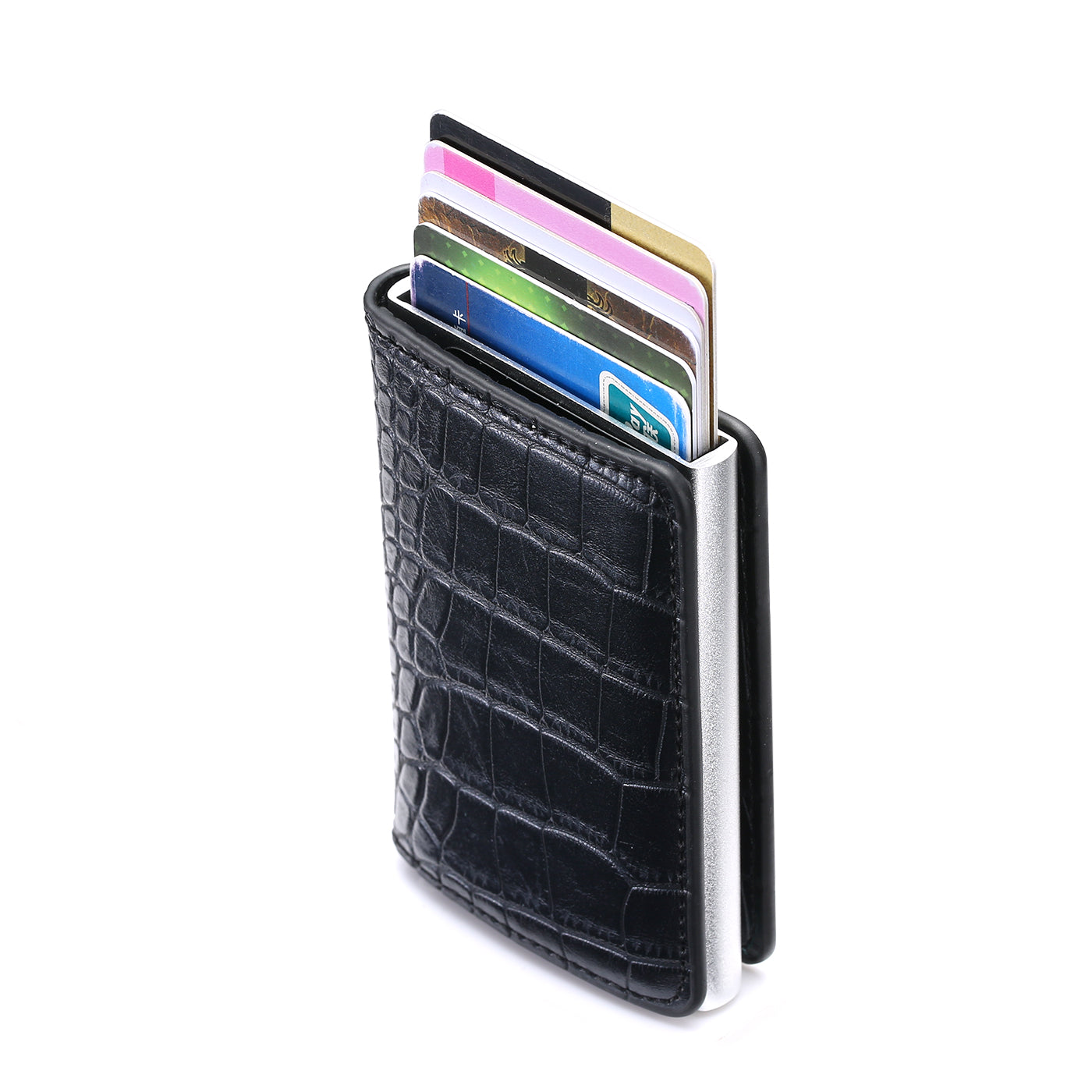 Portefeuille homme vertical en cuir avec porte-cartes de crédit et  protection anti-fraudes RFID bleu