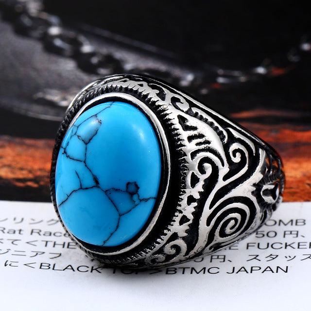 Bague turquoise homme