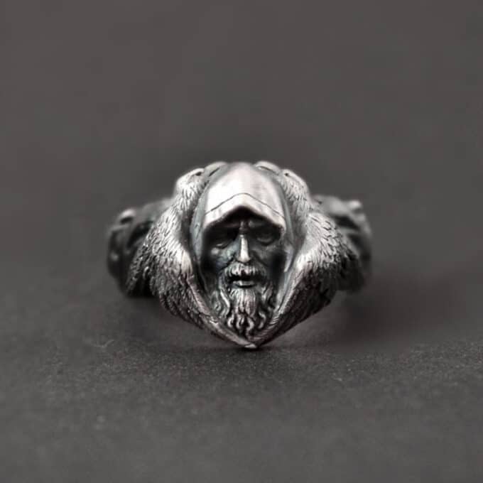 Bague druide viking Hugin et Munin : Symboles puissants pour les amateurs de mythologie nordique