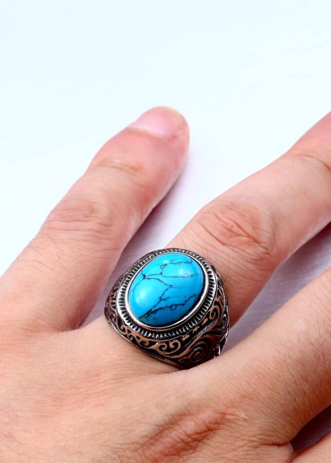 bague homme turquoise véritable