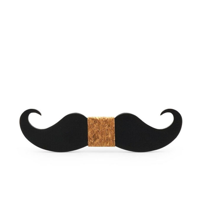 Noeud papillon moustache en bois : Accessoire tendance pour un style unique