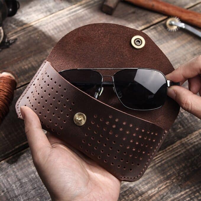 Etui lunette en cuir homme