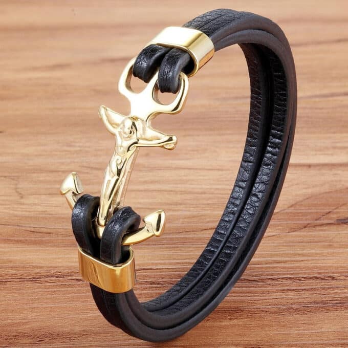 Bracelet ancre homme cuir